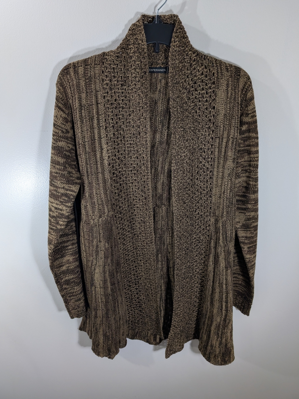 Esperanza Brown Open-Front Knit Cardigan Sweater Medium